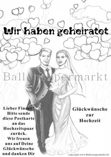 Hochzeitskarte für Luftballons, Herzluftballons mit Karten zur Hochzeit steigen lassen