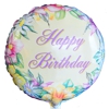 Happy Birthday Flowers, Luftballon aus Folie zum Geburtstag