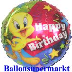Happy Birthday Tweety Luftballon aus Folie mit Ballongas Helium