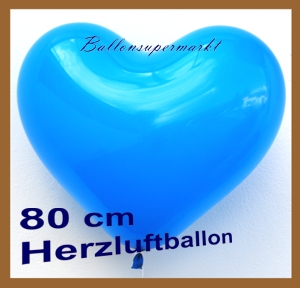 Blauer Riesen-Herzluftballon, 80 cm