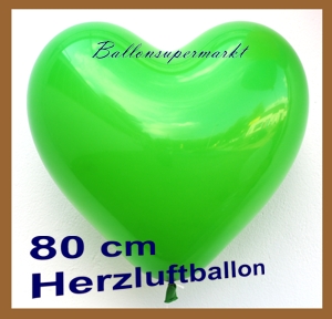 Grüner Riesen-Herzluftballon, 80 cm