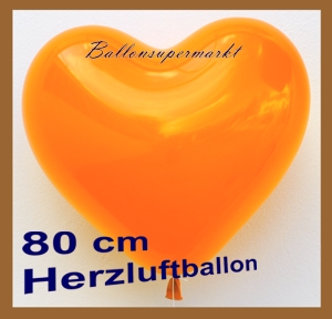 Orangener Riesen-Herzluftballon, 80 cm