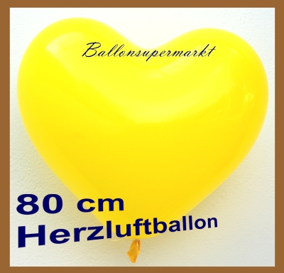 Herzluftballon 80 cm Gelb