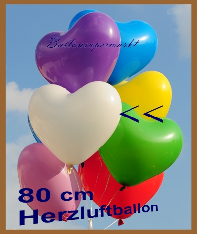Herzluftballon 80 cm Weiß