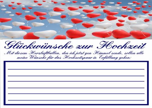 Rückseite der Ballonflugkarte zur Hochzeit mit Hochzeitspaar