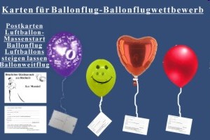 Karten für Luftballons, Ballonflugkarten, Postkarten zum Anhängen an Ballons