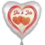 Luftballon Liebe: Du und Ich, 45 cm Folienballon Herz Ich liebe Dich Luftballon aus Folie