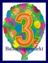 Zahlen-Luftballon Kindergeburtstag, Zahl 3