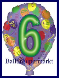 Zahlen-Luftballon Kindergeburtstag, Zahl 6