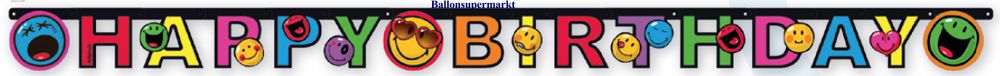 Smiley Happy Birthday Banner Geburtstag, Buchstabengirlande