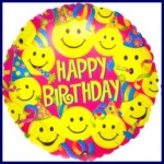 Luftballon zum Geburtstag, Happy Birthday Geburtstagsballon mit Smileys
