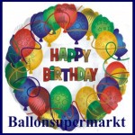 Luftballon Geburtstag, Rundballon Happy Birthday, Patterned Balloons