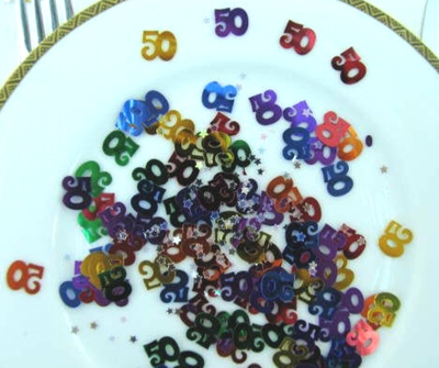 Tischkonfetti 50, Konfetti-Tischdekoration zum 50. Geburtstag